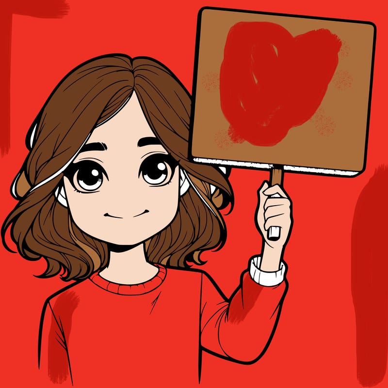 realistic girl holding up a sign