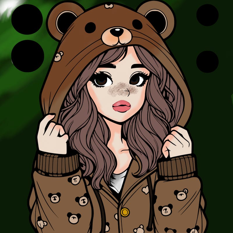 realistic girl in a animal pjs hoodie