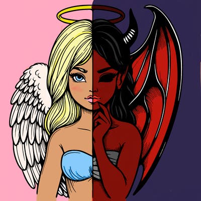 realistic angel half demon