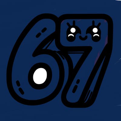 the numbers 67