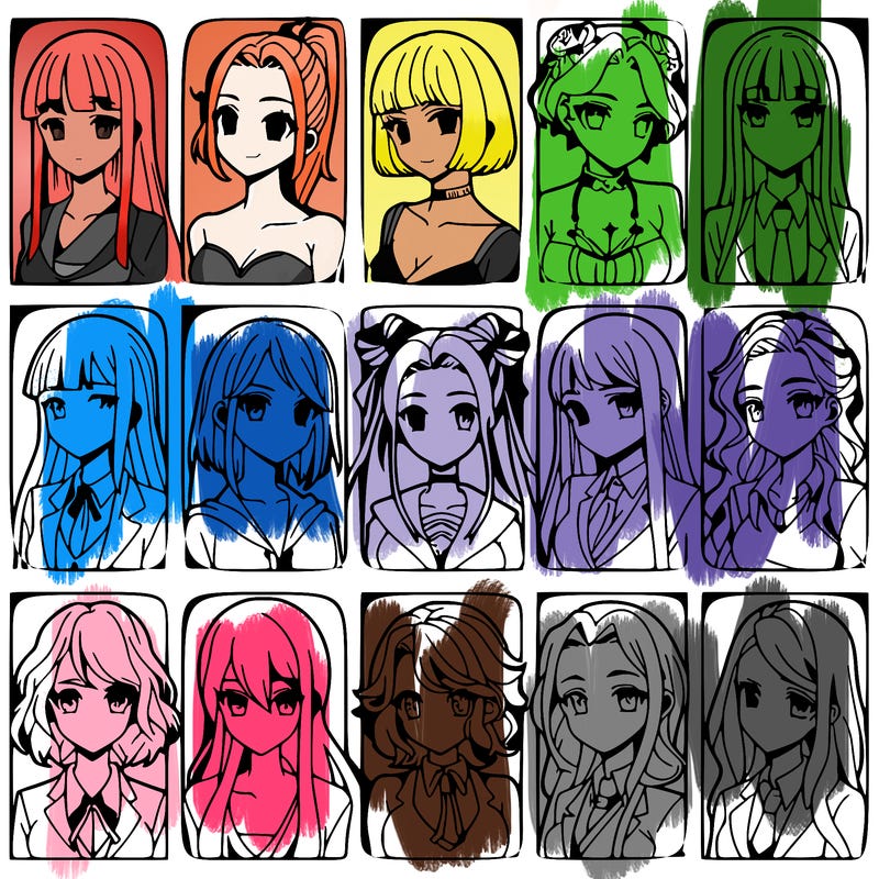 girls that look diffrent anime