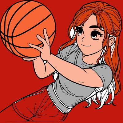 realistic girl playing basketball