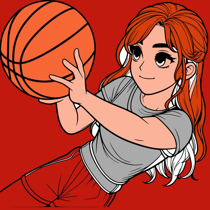 realistic girl playing basketball