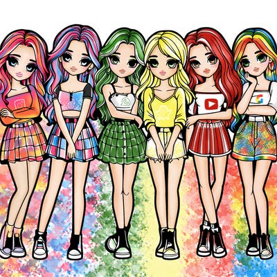 a group of girls realistic