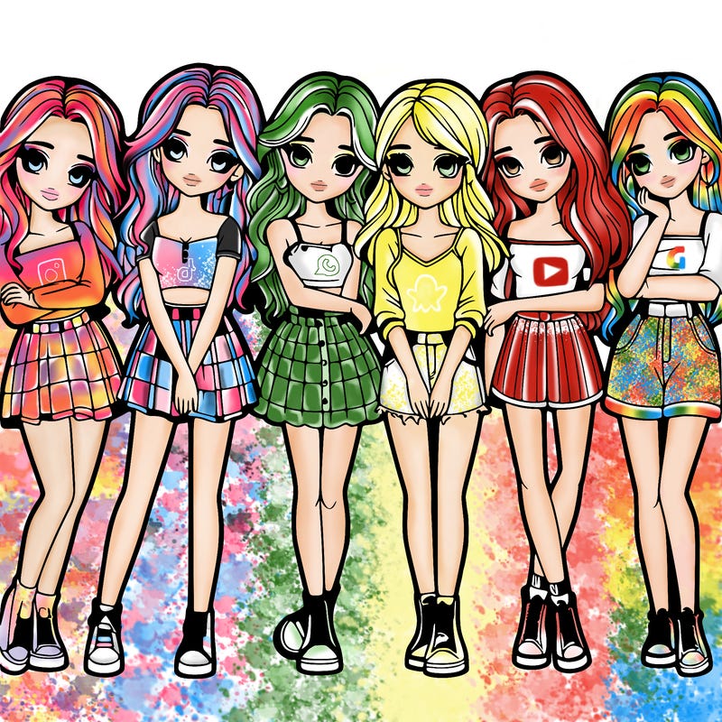 a group of girls realistic