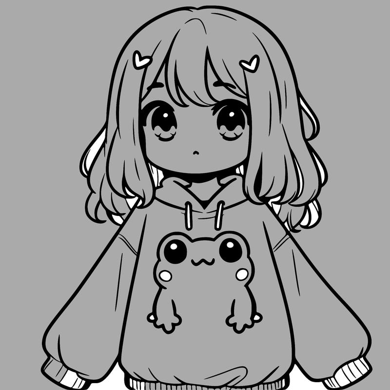 girl wearing frogging sweatshirt