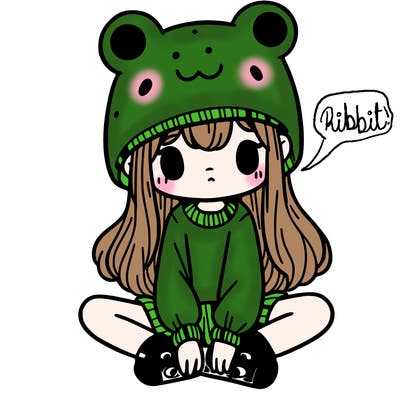 a girl wearing a frog hat and some frog socks