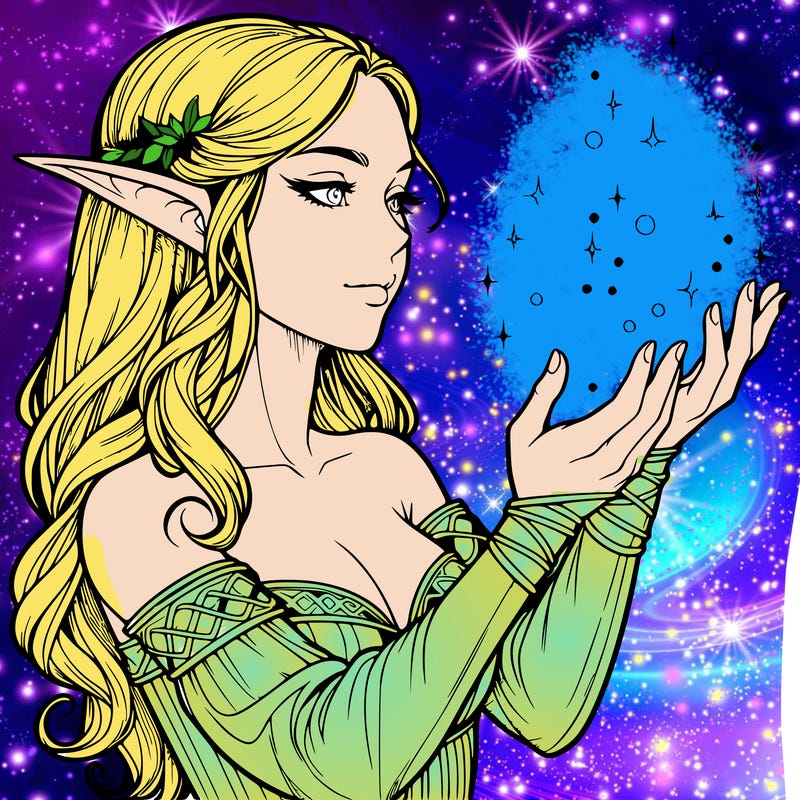 realistic elf girl doing magic