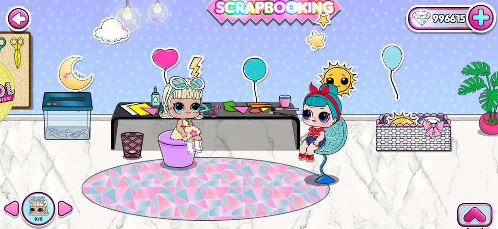 L.O.L. Surprise! Club House - Two LOL Surprise dolls interacting in a creative scrapbooking workshop mini game
