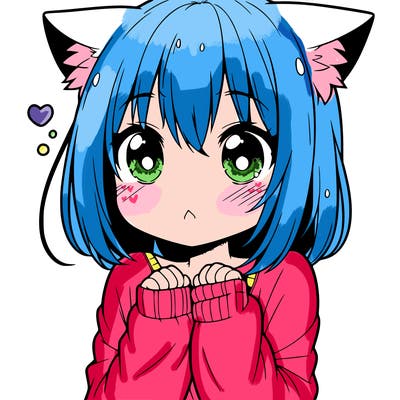 shy anime catgirl
