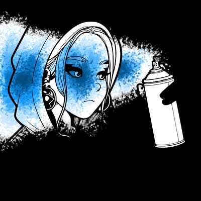 a realistic girl, spray painting