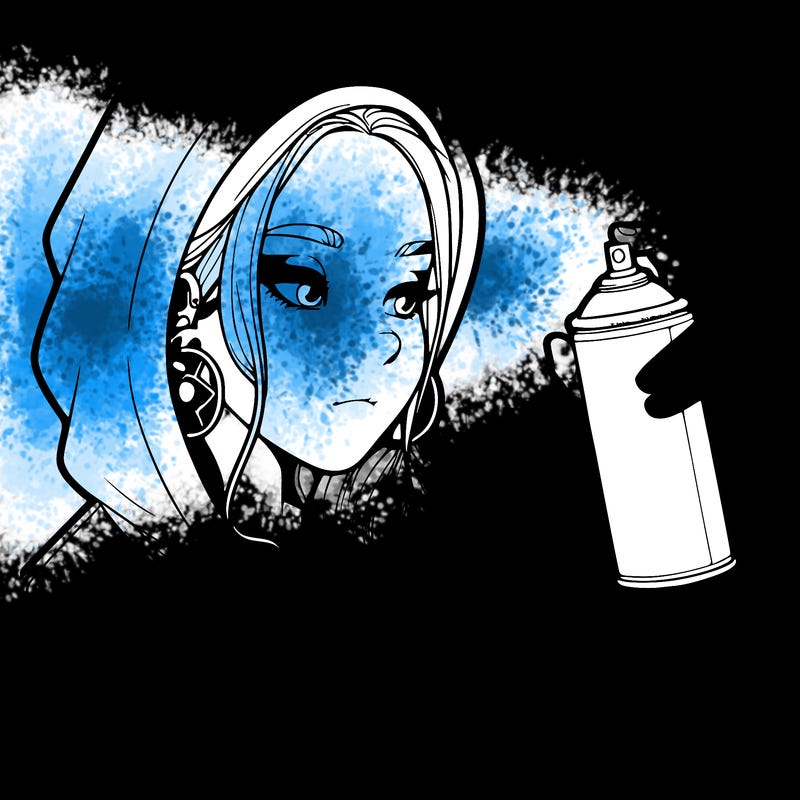 a realistic girl, spray painting