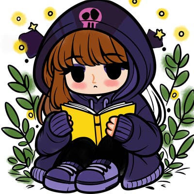 girl in oversized hoodie reading a book