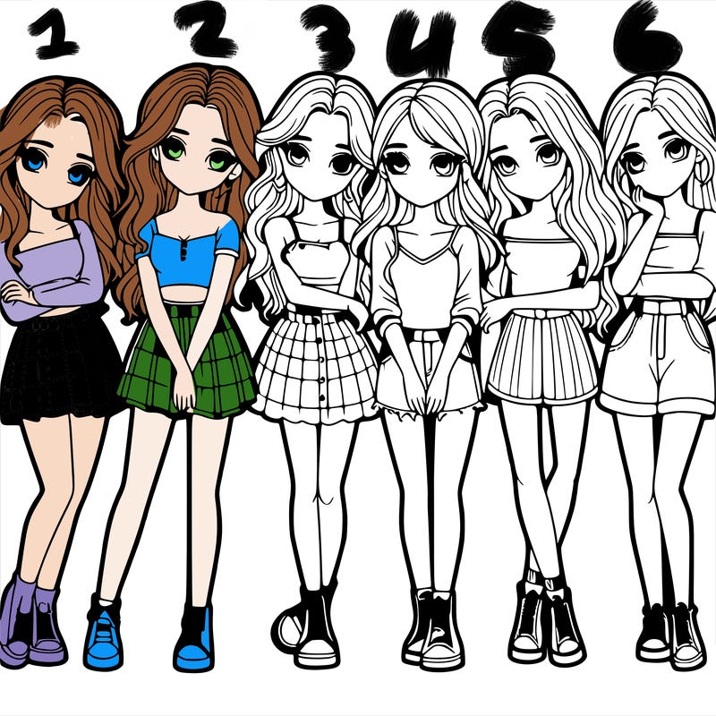 a group of girls realistic