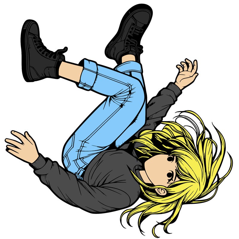 realistic girl falling