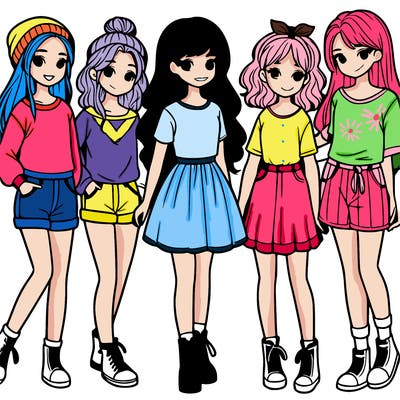 a group of five girls