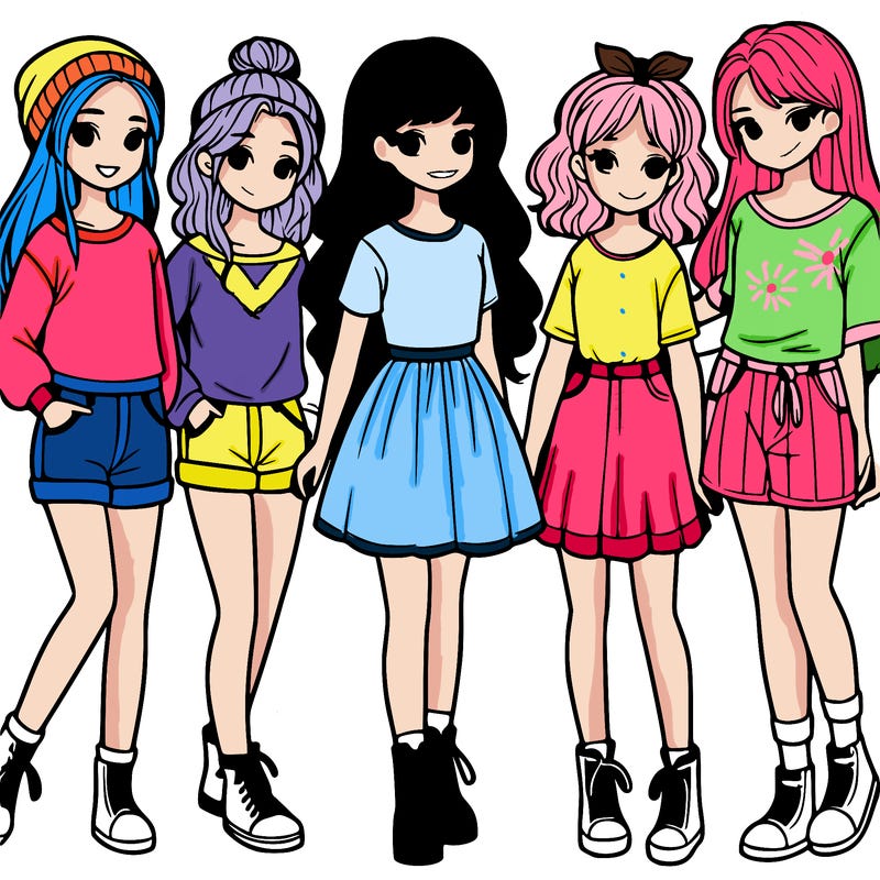 a group of five girls