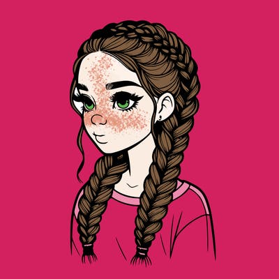 realistic girl with braids