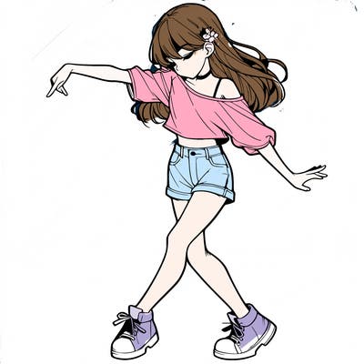 realistic girl danceing