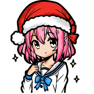 anime girl wearing a santa hat