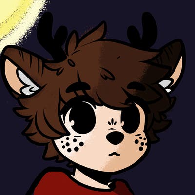 a humanoid deer with soft fluffy ears