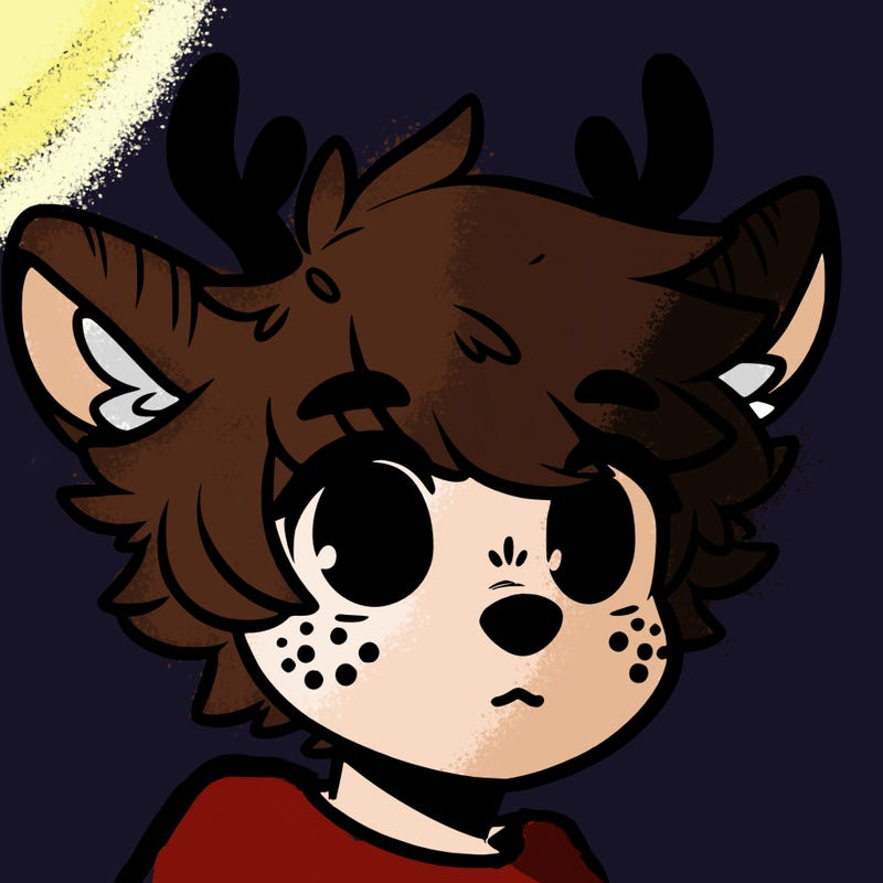 a humanoid deer with soft fluffy ears