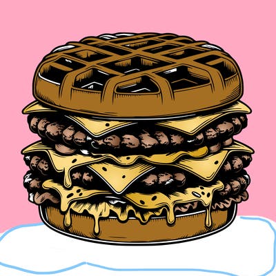 realistic waffle burger