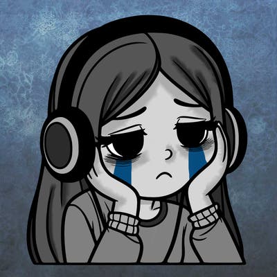 depressed girl listening to music