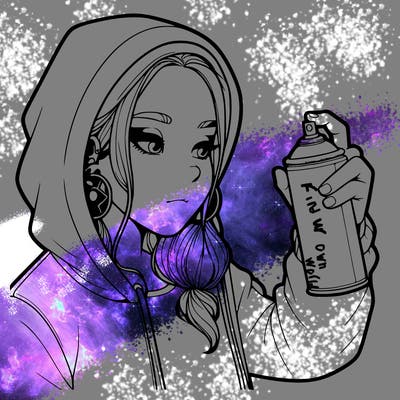 a realistic girl, spray painting