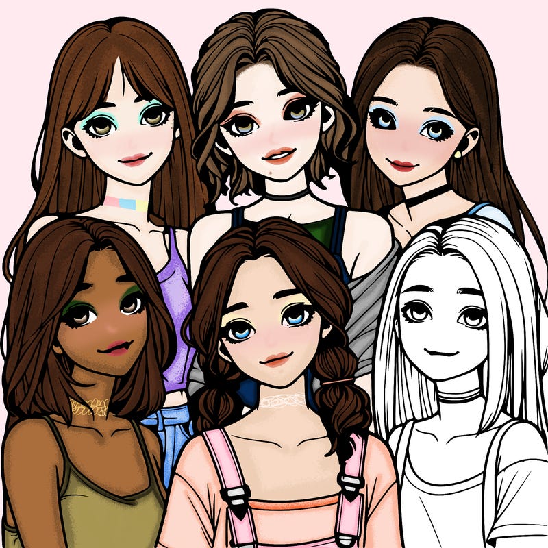 a group of girls realistic