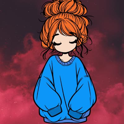 girl with baggy sweatshirt and messy bun