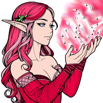 realistic elf girl doing magic