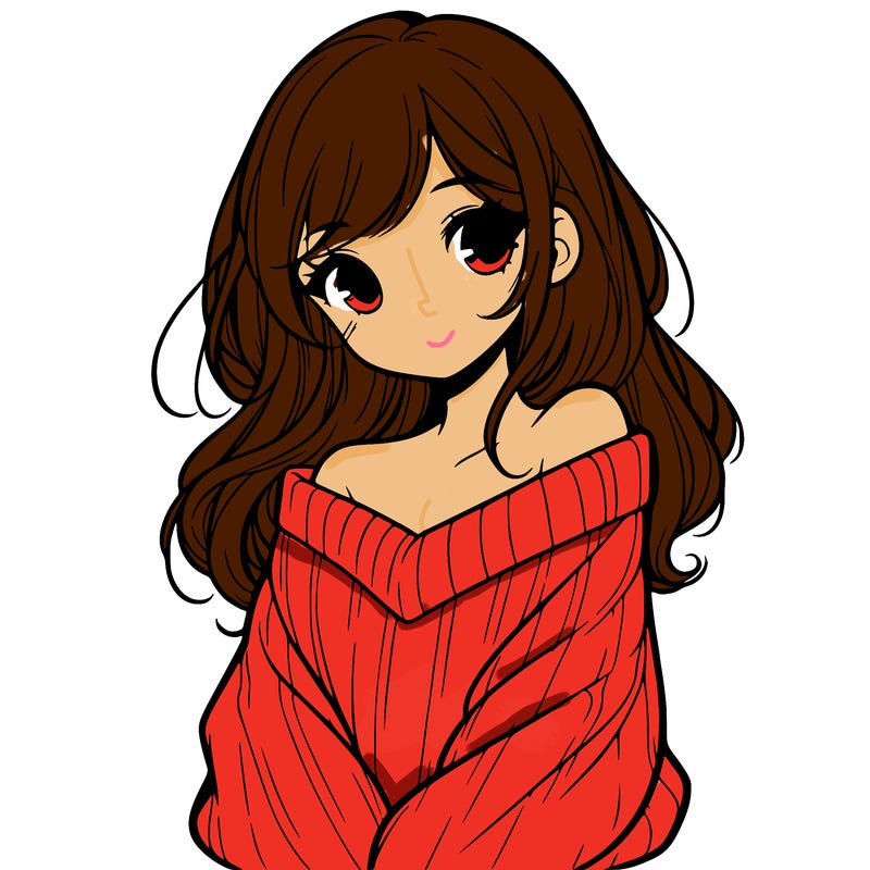 shy pretty girl wearing a sweater that is falling off one shoulder portrait