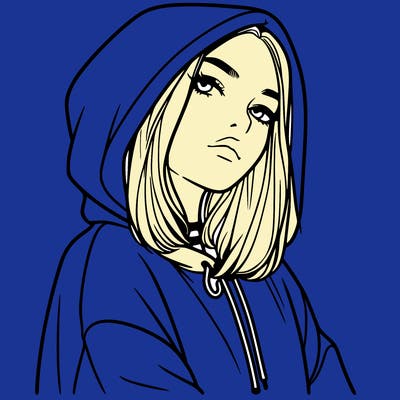 a realistic girl in a hoodie