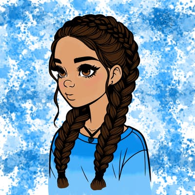 realistic girl with braids