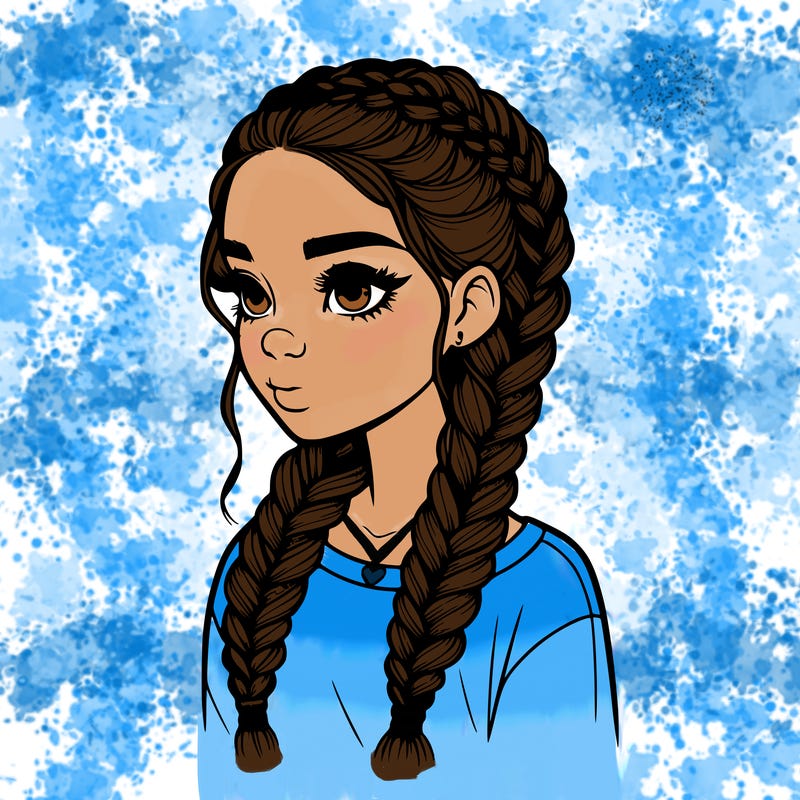 realistic girl with braids