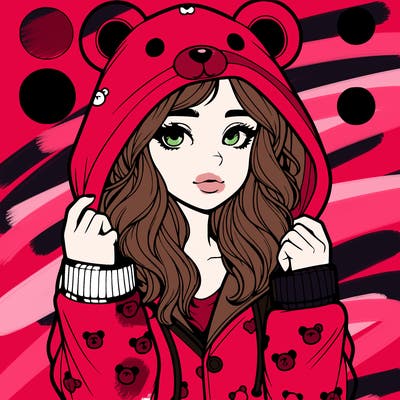 realistic girl in a animal pjs hoodie