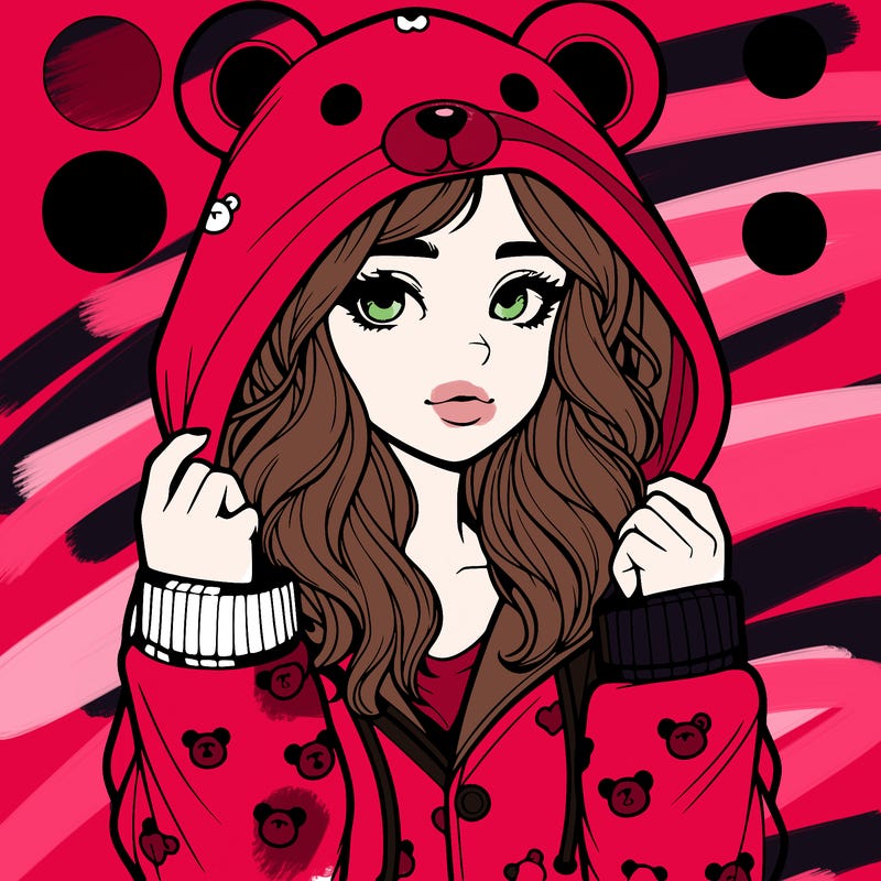 realistic girl in a animal pjs hoodie