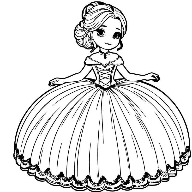 ball girl in a ball dress realistic