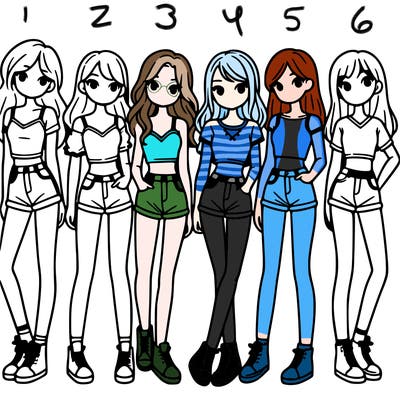 a group of girls wearing crop tops and shorts
