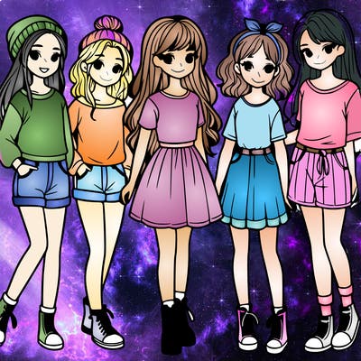 a group of five girls