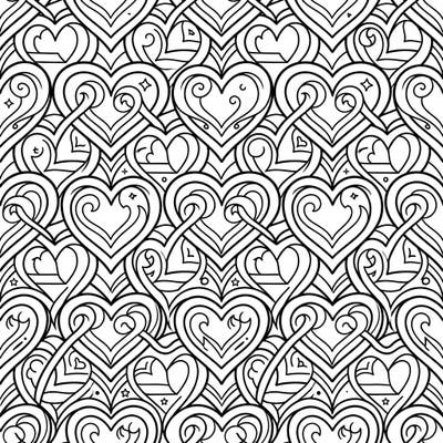 Explore a captivating world of interlocking hearts with this intricate tessellation coloring page, specially designed to engage and challenge teens. Perfect for honing artistic skills and finding a moment of mindful creativity.