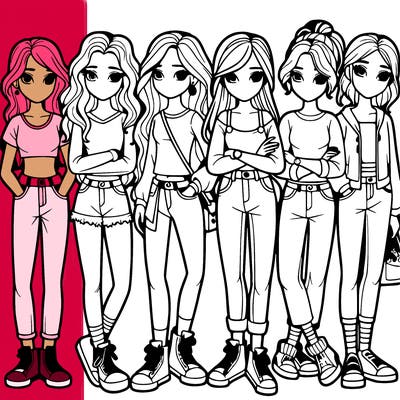 a group of teenage girls in a line