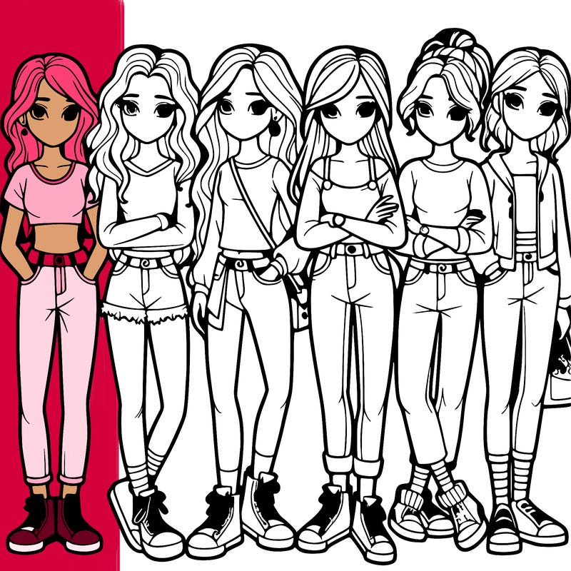 a group of teenage girls in a line