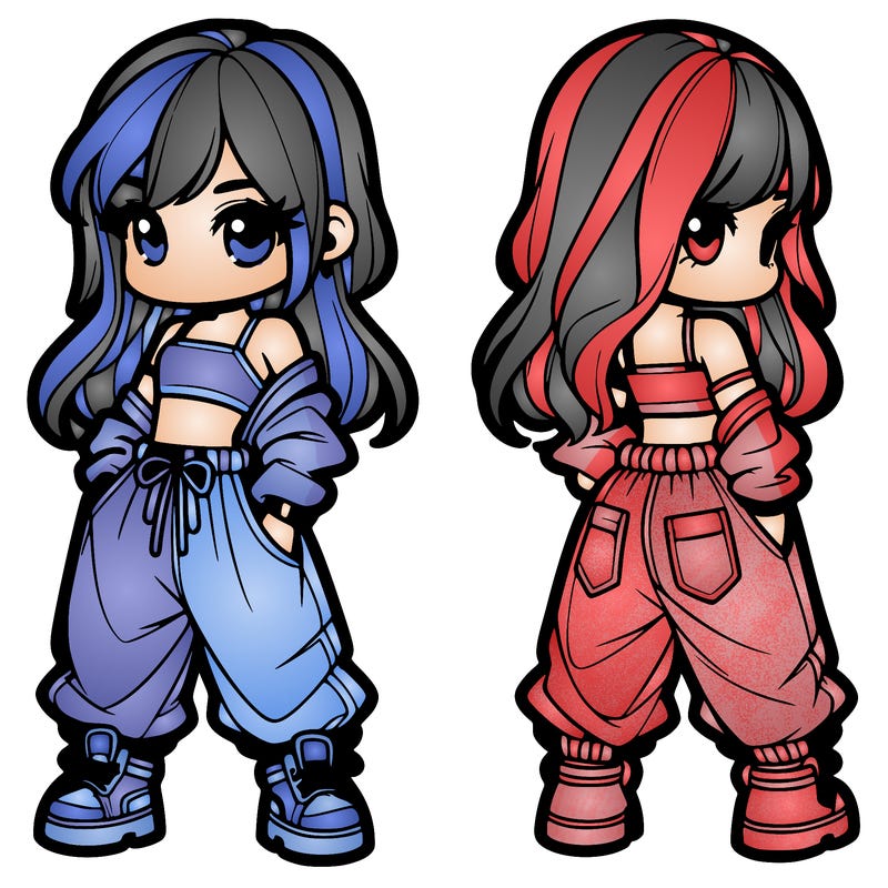girl in crop top and baggy pants