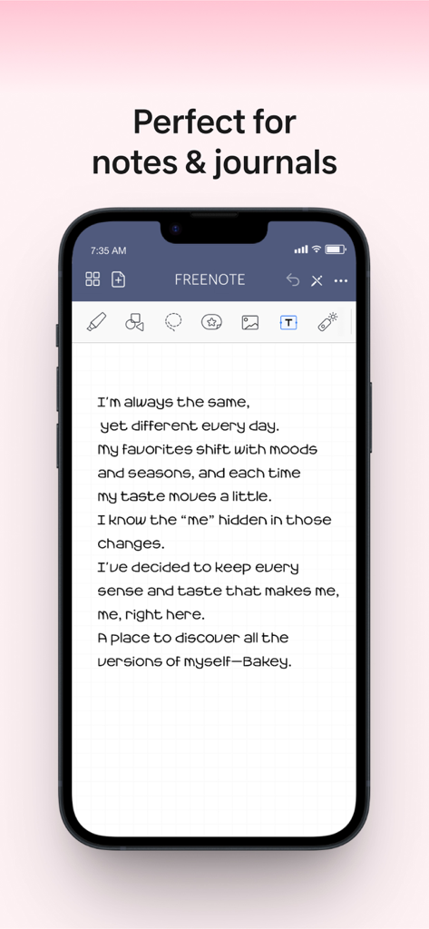 Bakey: fonts market - Un smartphone montrant une police esthétique utilisée dans une application de journalisation numérique