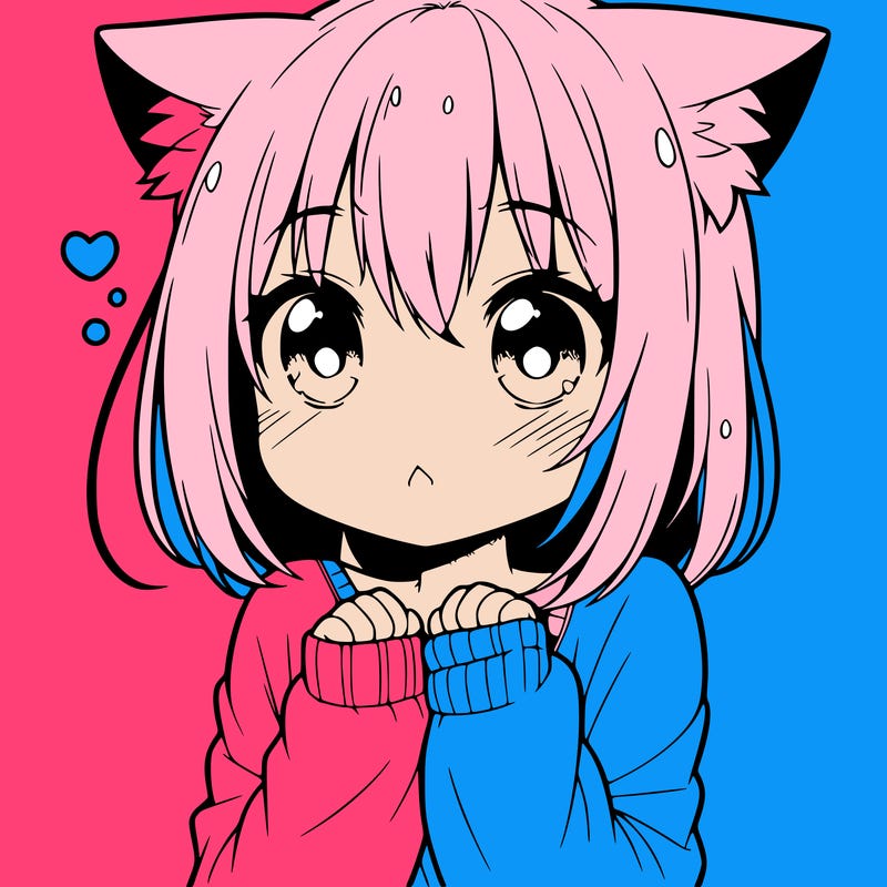 shy anime catgirl