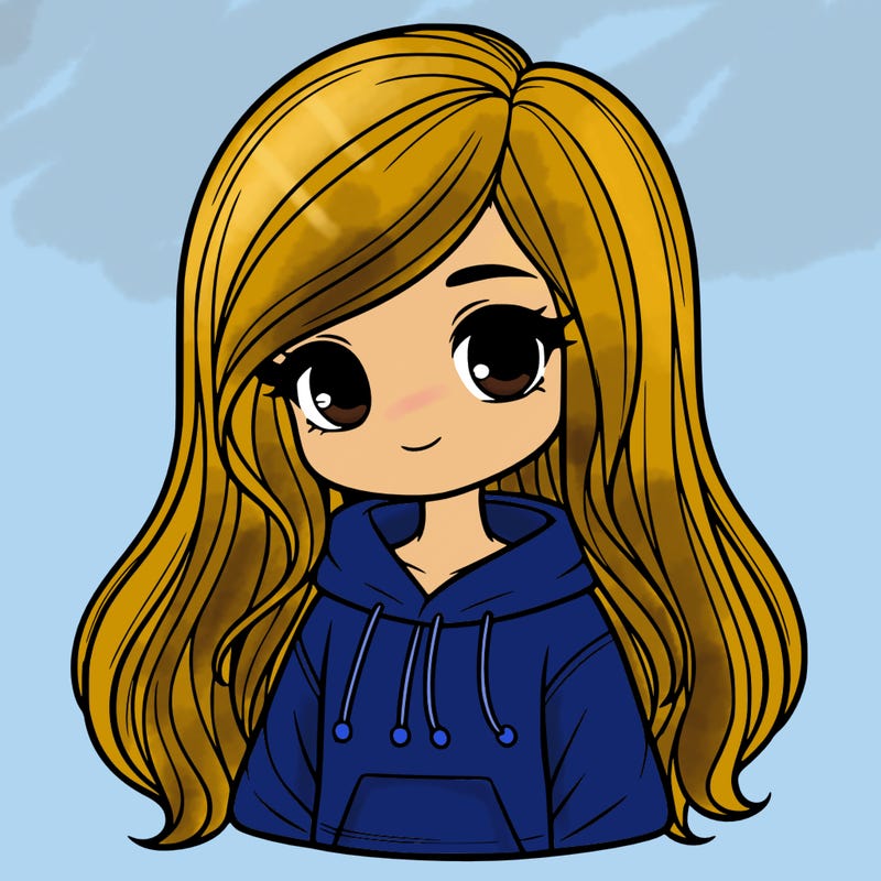 realistic girl with long hair wearing a hoodie