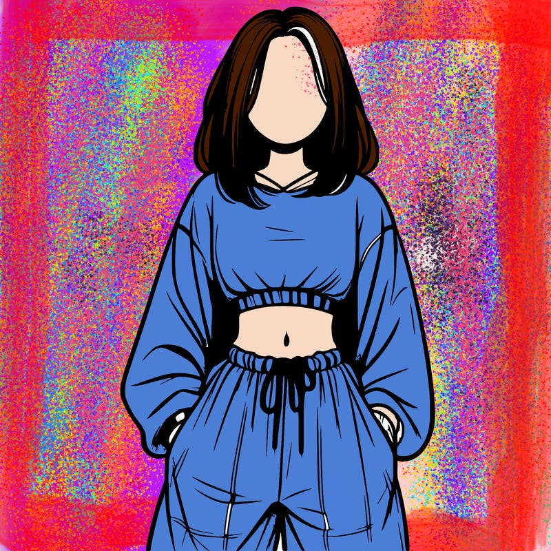 realistic girl faceless with baggy pants and a crop top