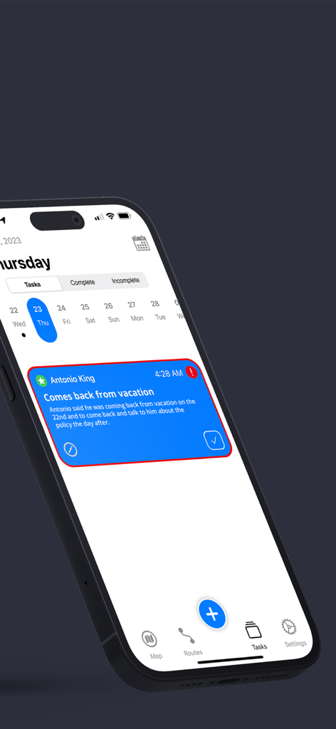 Knock It Pro - Knock It Pro app interface displaying a scheduled follow up task for a sales lead